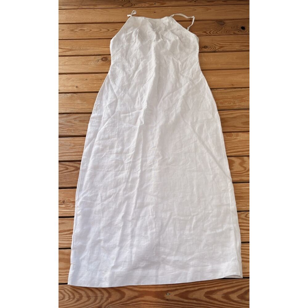 Madewell NWT Women’s Spaghetti strap linen Goldie A-Line Midi dress 2 White P9 - Picture 2 of 8